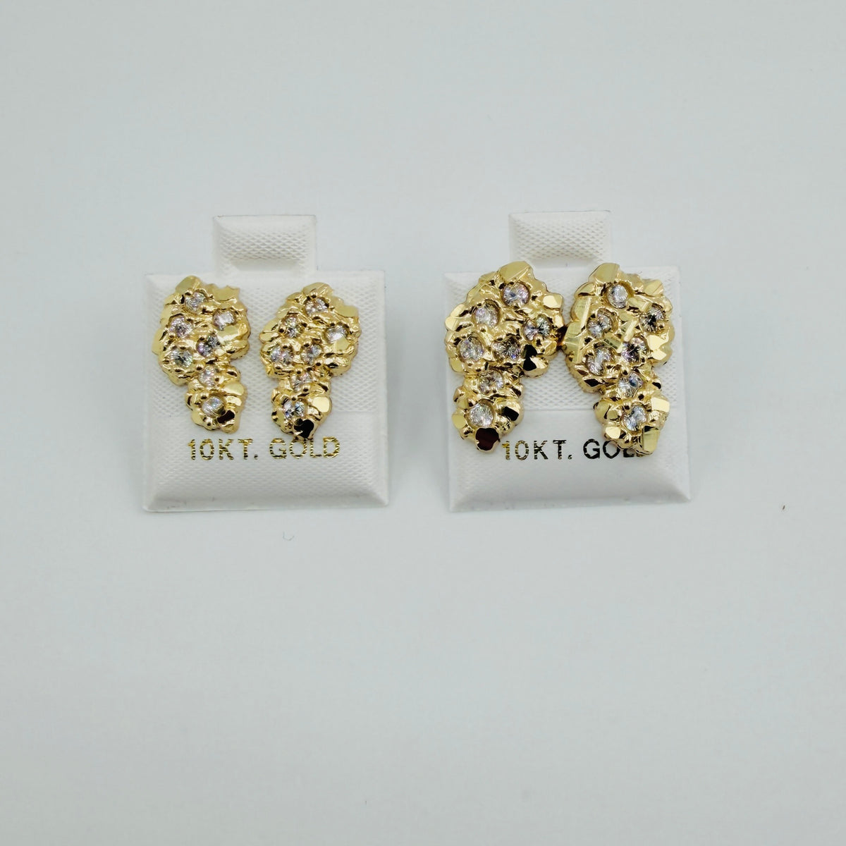 10K Gold Nugget Earrings with CZ Accents