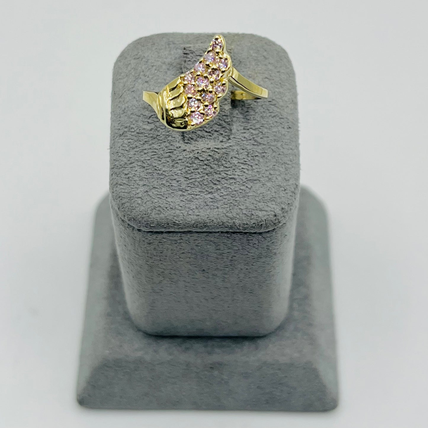 10k Gold Wing Pink Cz Ring
