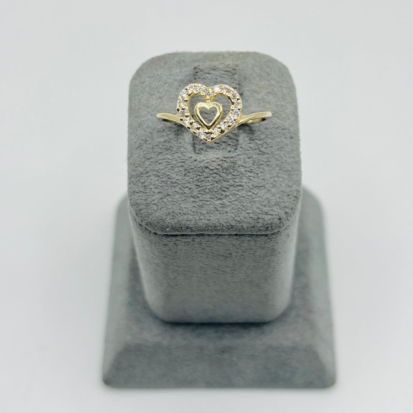 10k Gold Mini Heart Cz Ring