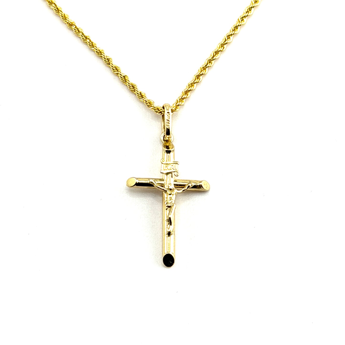 10K Gold Necklace Set - Classic Jesus Cross with Chain