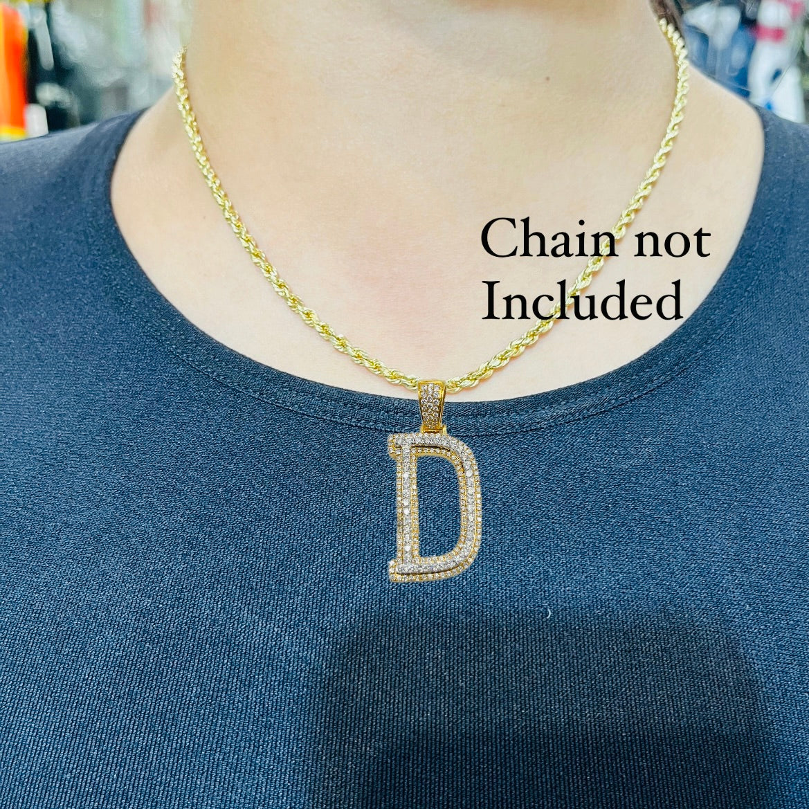 14K Diamond Initial Pendant (D)