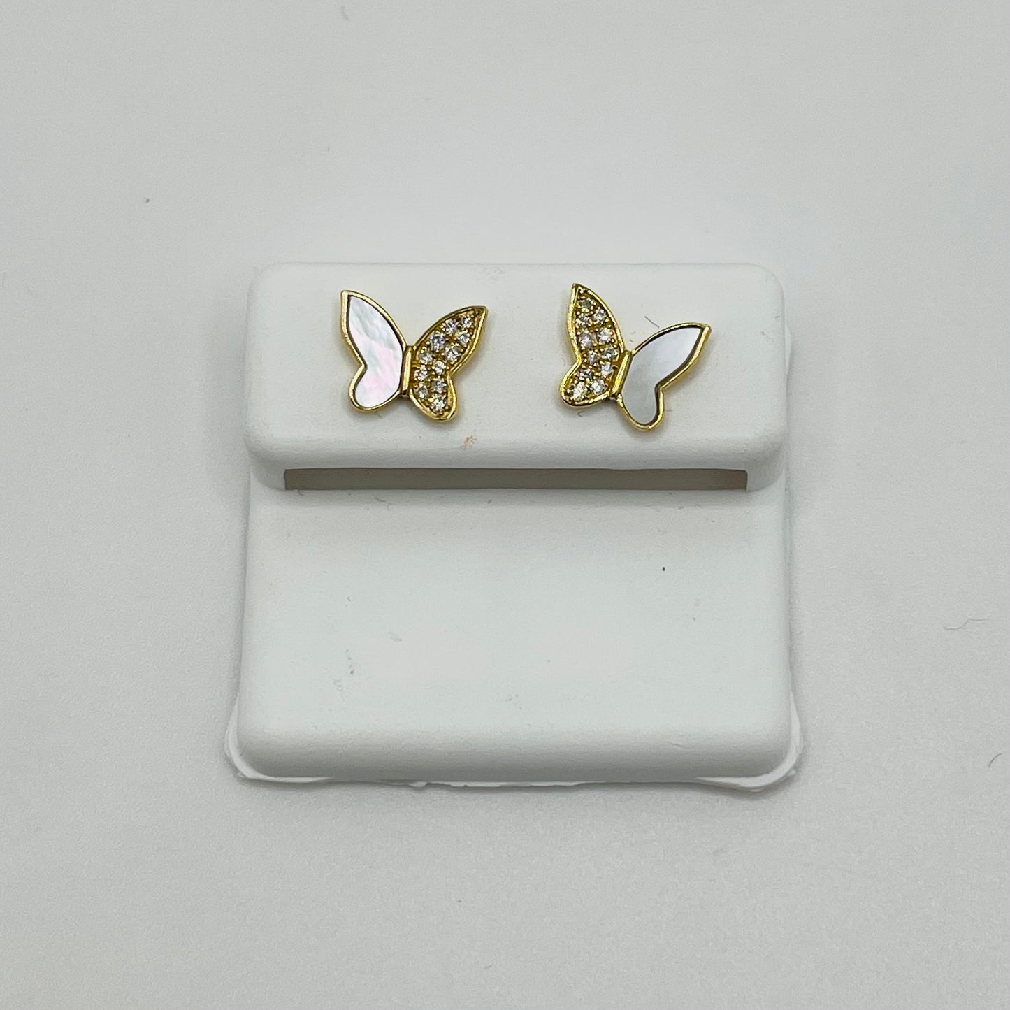 14k Diamond Mother of Pearl Butterfly Earrings