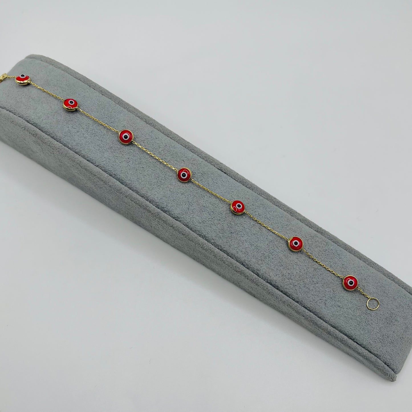 10K Gold Designer Bracelet - Red Evil Eye