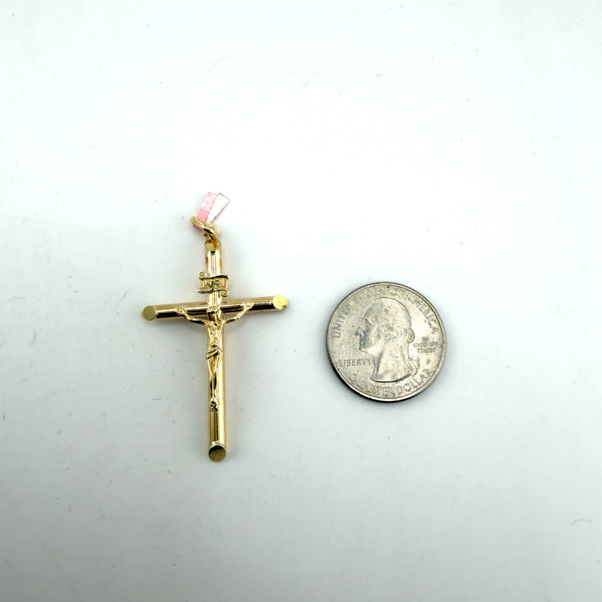 14K Gold Classic Piped Cross with Jesus