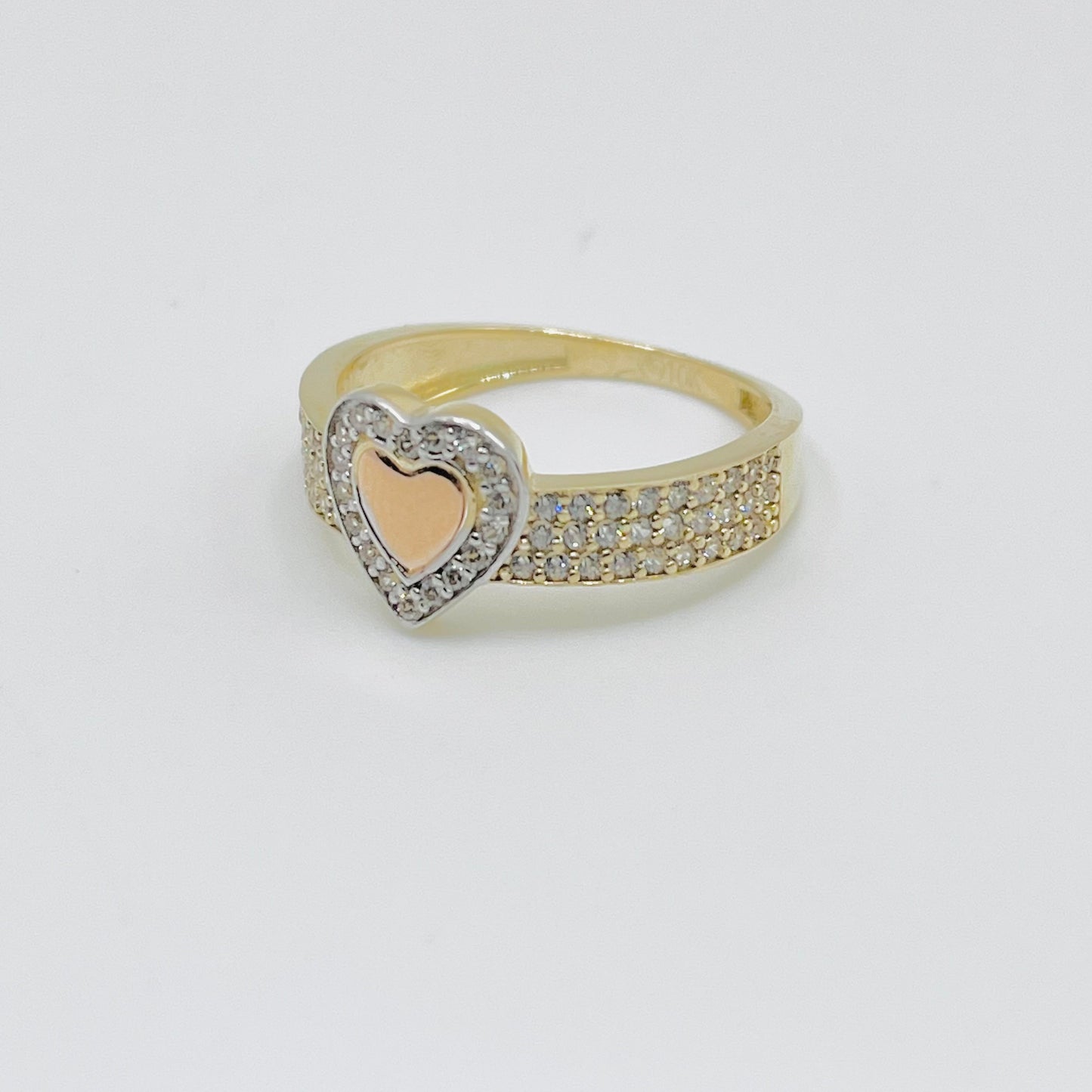 10K Gold CZ Heart with Wide Band