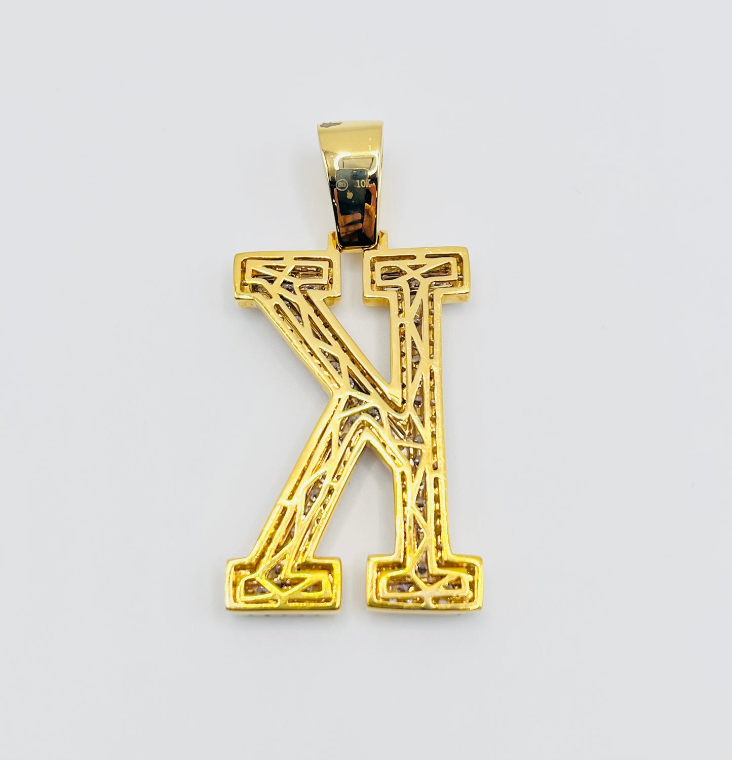 Diamond Block Initial Pendant - Large