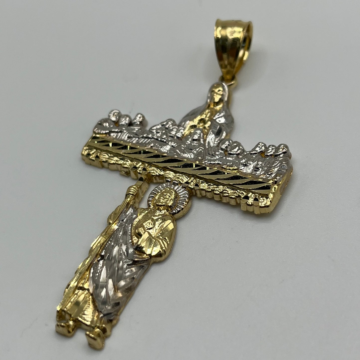 14K Gold Last Supper/Virgin Mary/San Judas Cross