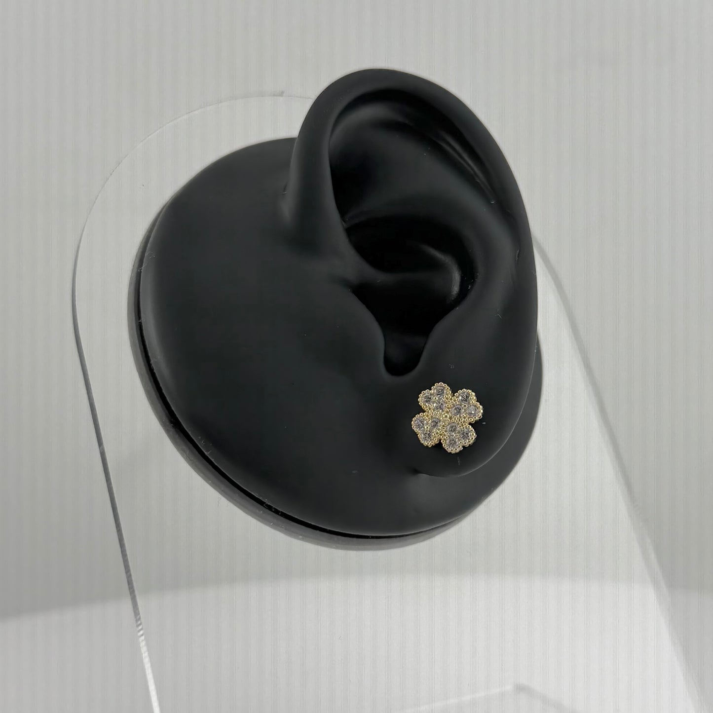 10k Gold Cz Clover Earrings (M)