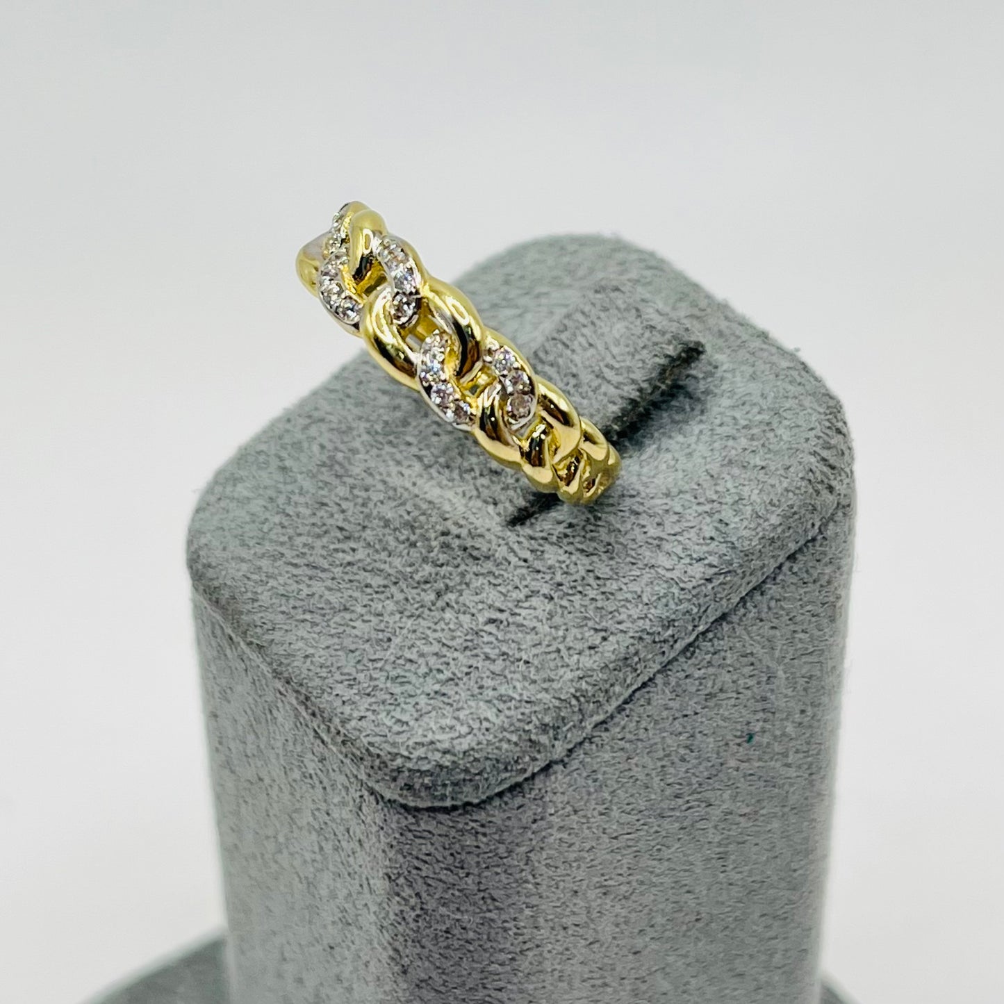 10k Gold Cz Dazzle Cuban Ring