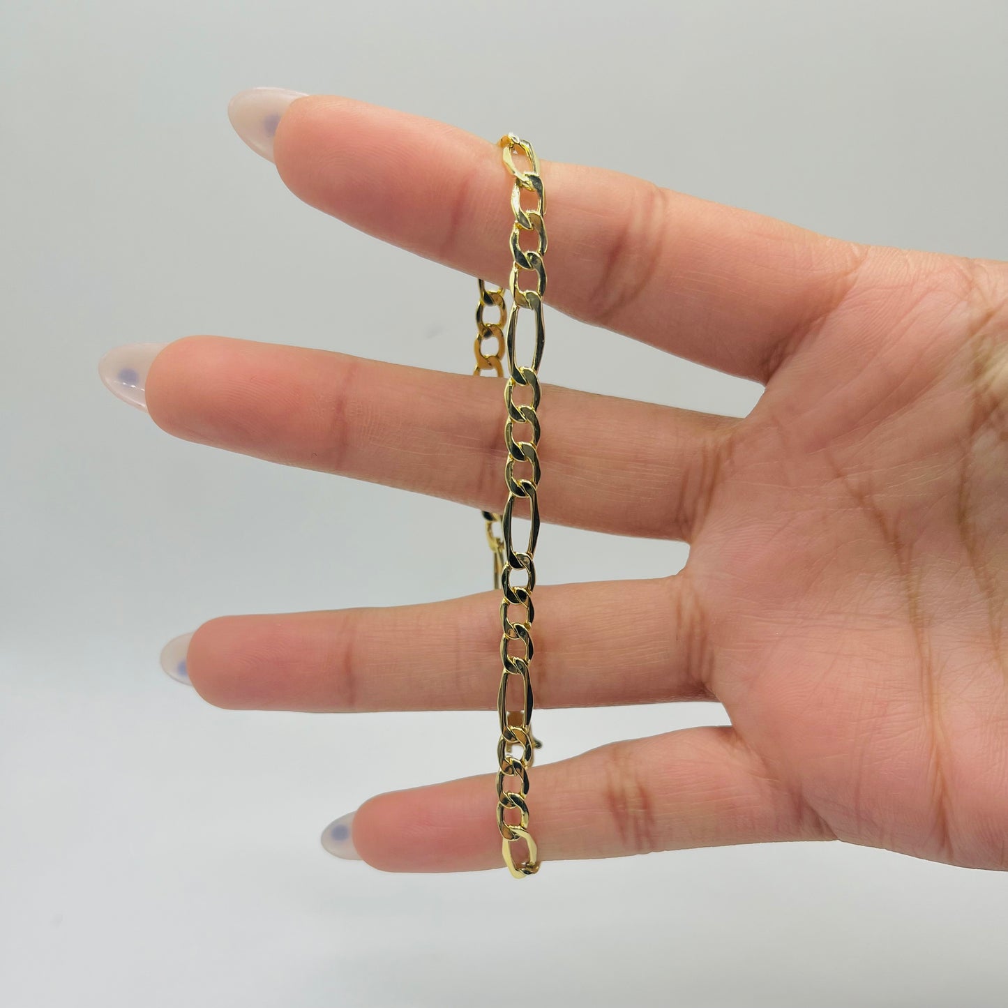 14K Gold 4.5mm Hollow Figaro Bracelet