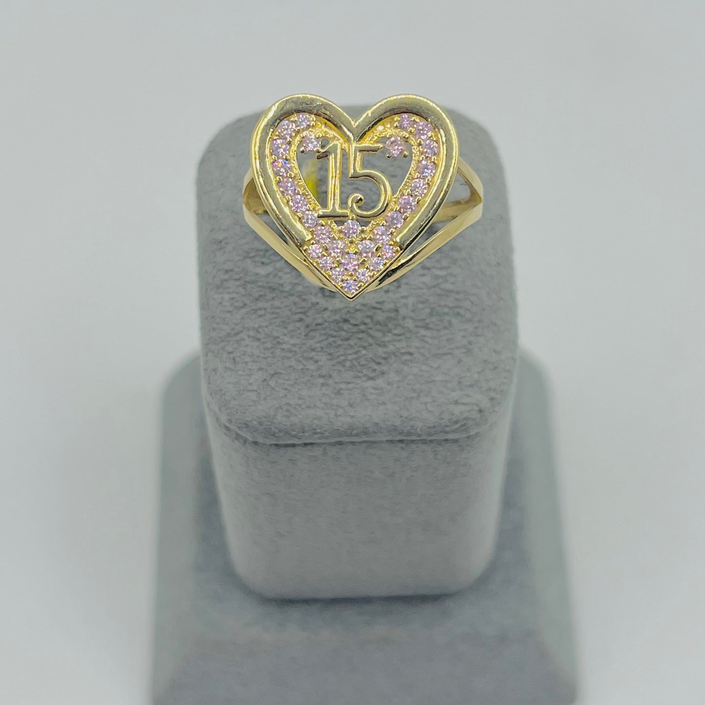 14k Hermosa Pink Cz Heart Quince Ring