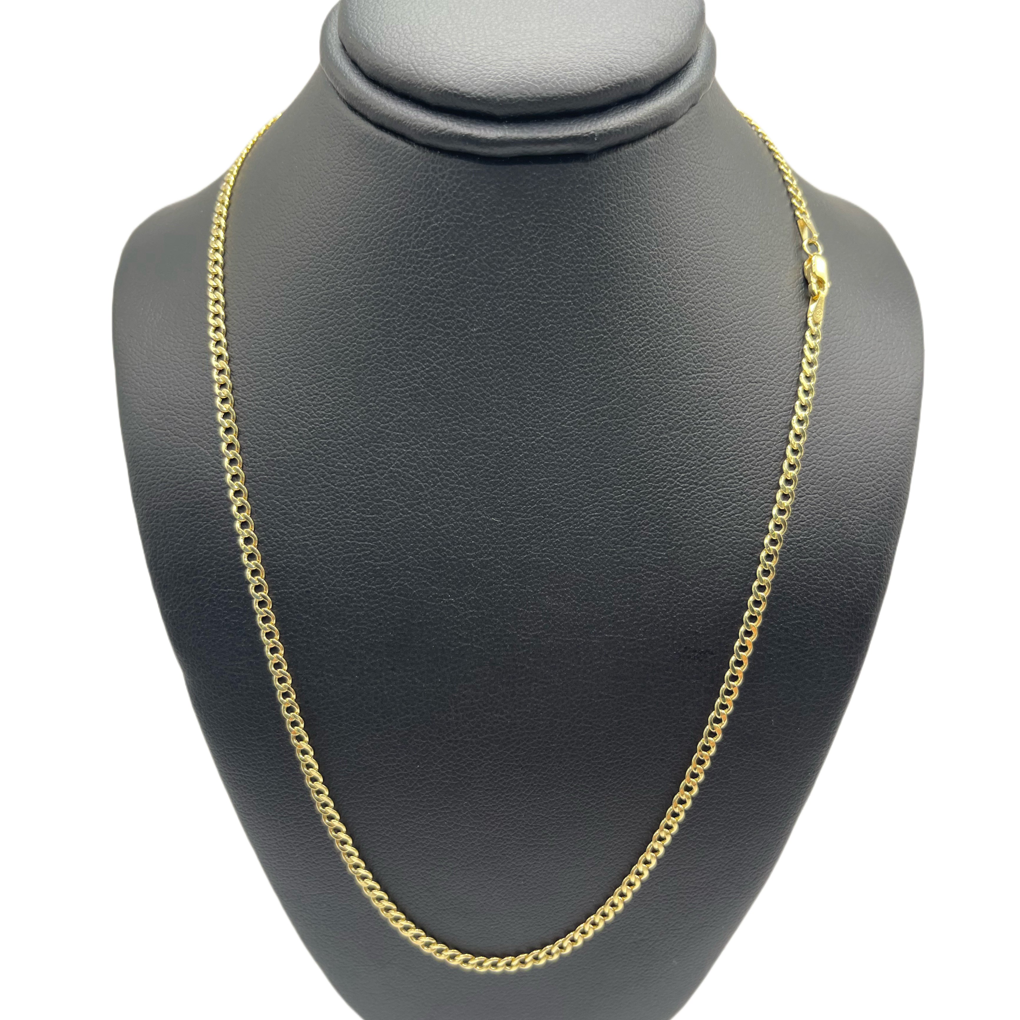 10k Gold 2.5mm Hollow Cuban Chain 