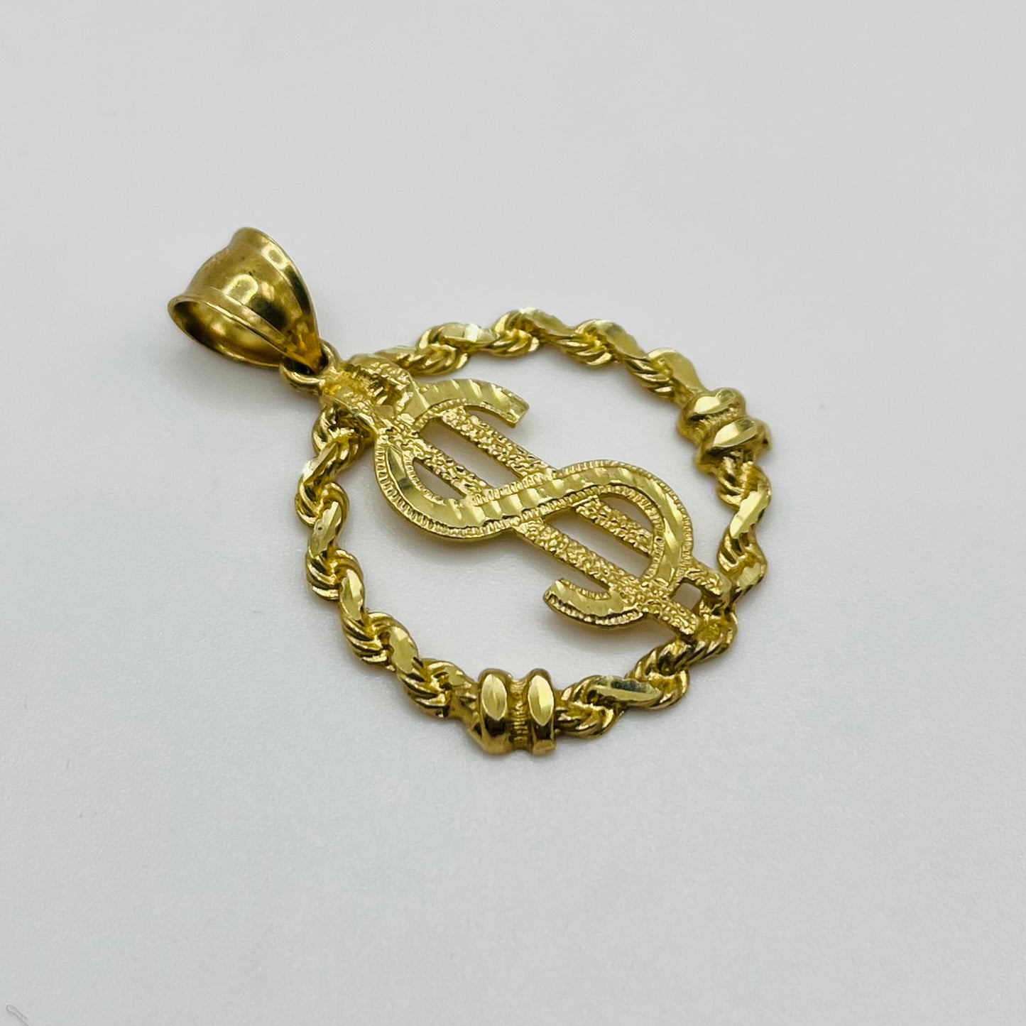 10k Gold Round Rope Money-Sign Charm