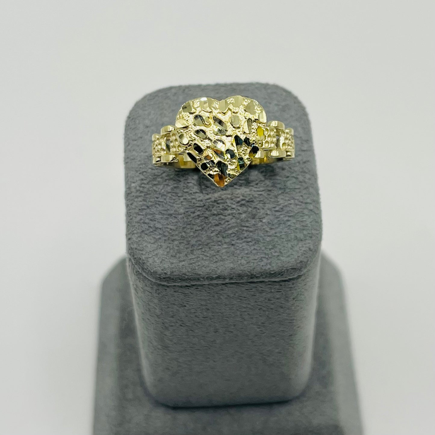 10k Gold Rx Medium Nugget Heart Ring