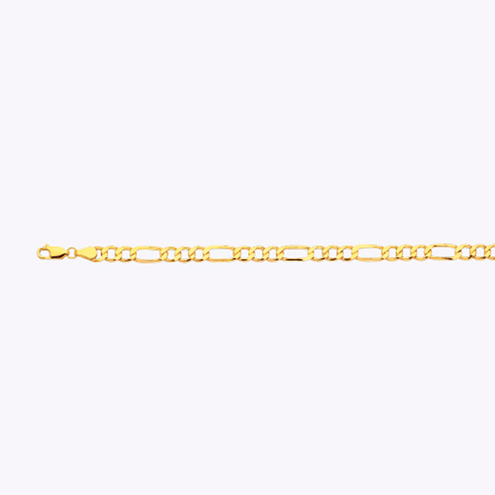 14K GOLD 5MM HOLLOW FIGARO CHAIN