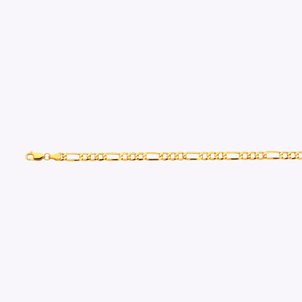 14K GOLD 4MM HOLLOW FIGARO CHAIN