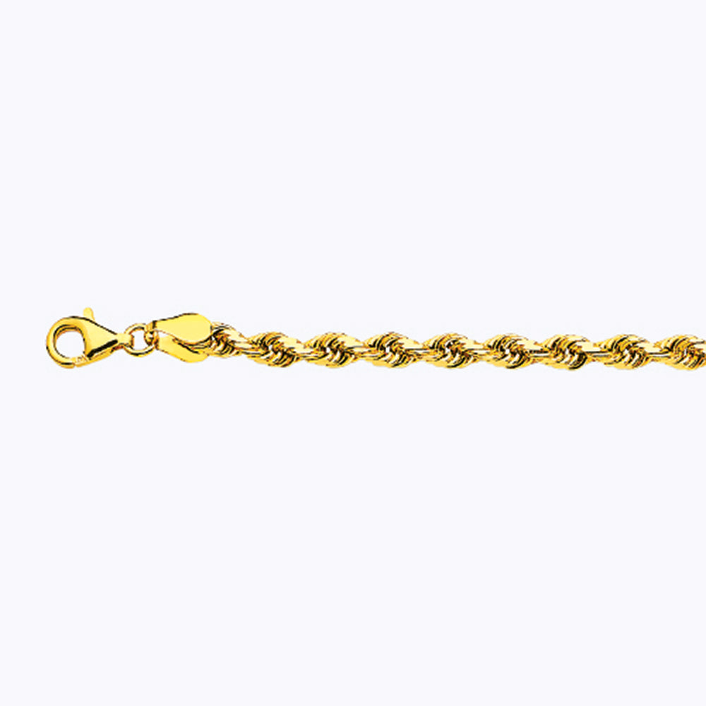 14K GOLD SOLID 4MM DC ROPE CHAIN