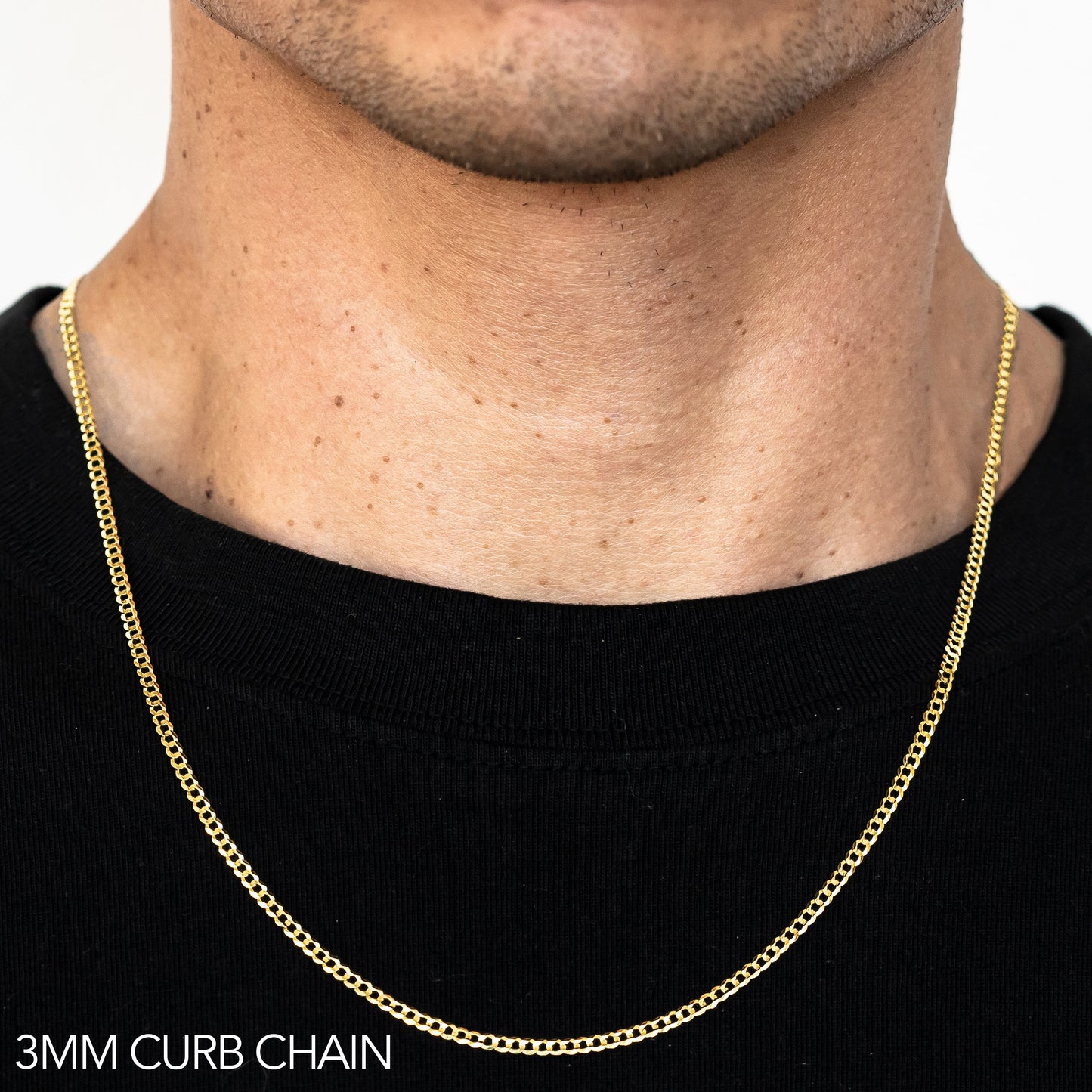 10K Gold Solid Cuban Chain | Width: 3mm