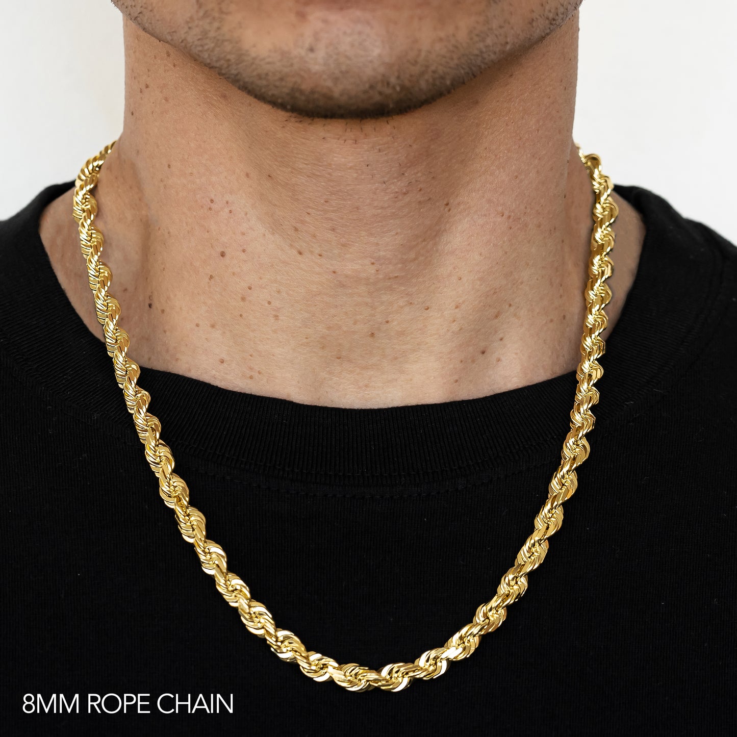 10K GOLD 8MM SOLID DC ROPE CHAIN