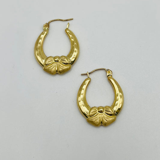 10 Karat Gold Bow Hoops (Large, 0.9")