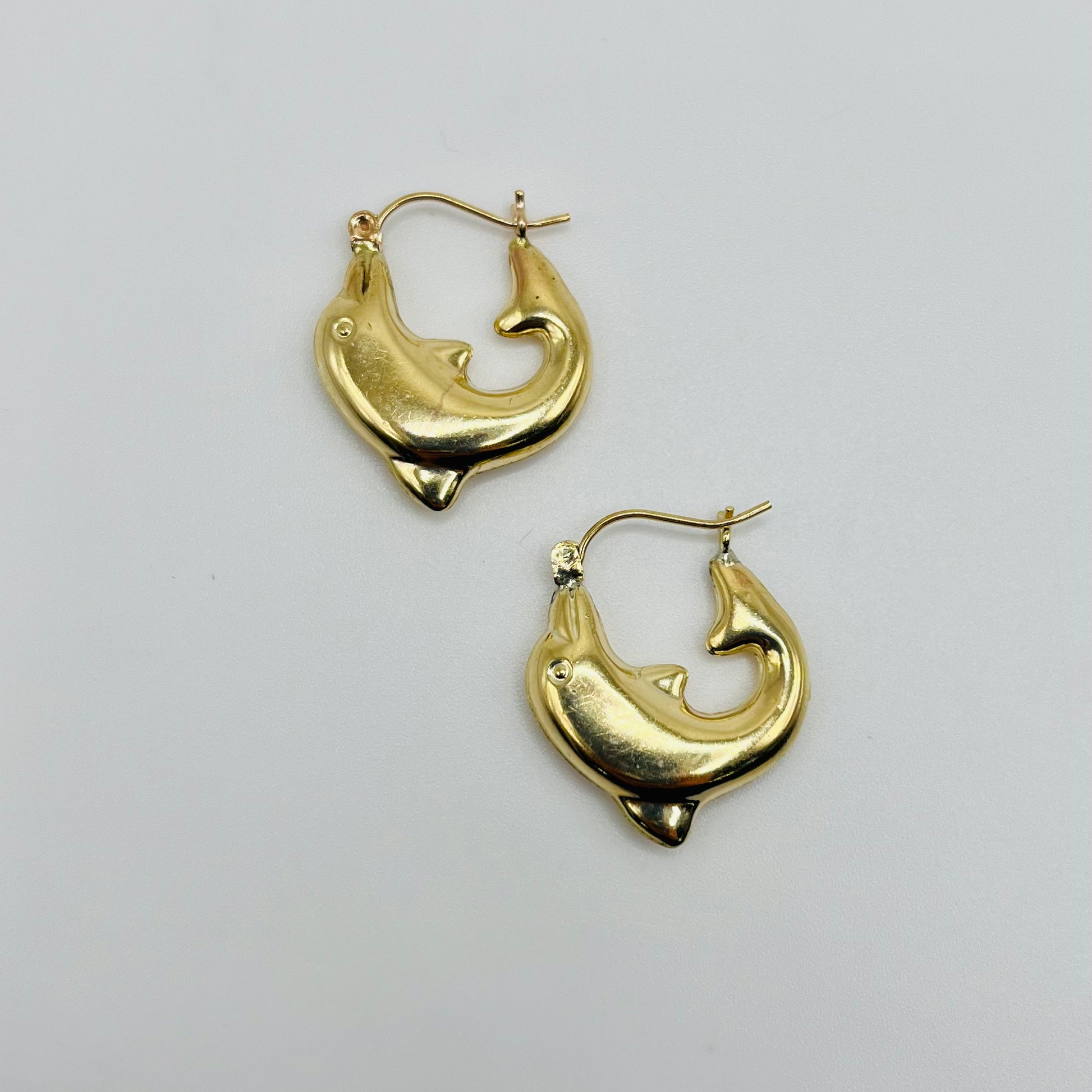 10 Karat Gold Dolphin Whale Hoop earrings