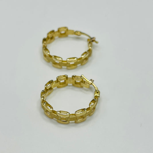 10 Karat Gold RX Hoop Earrings (Medium, 0.9")