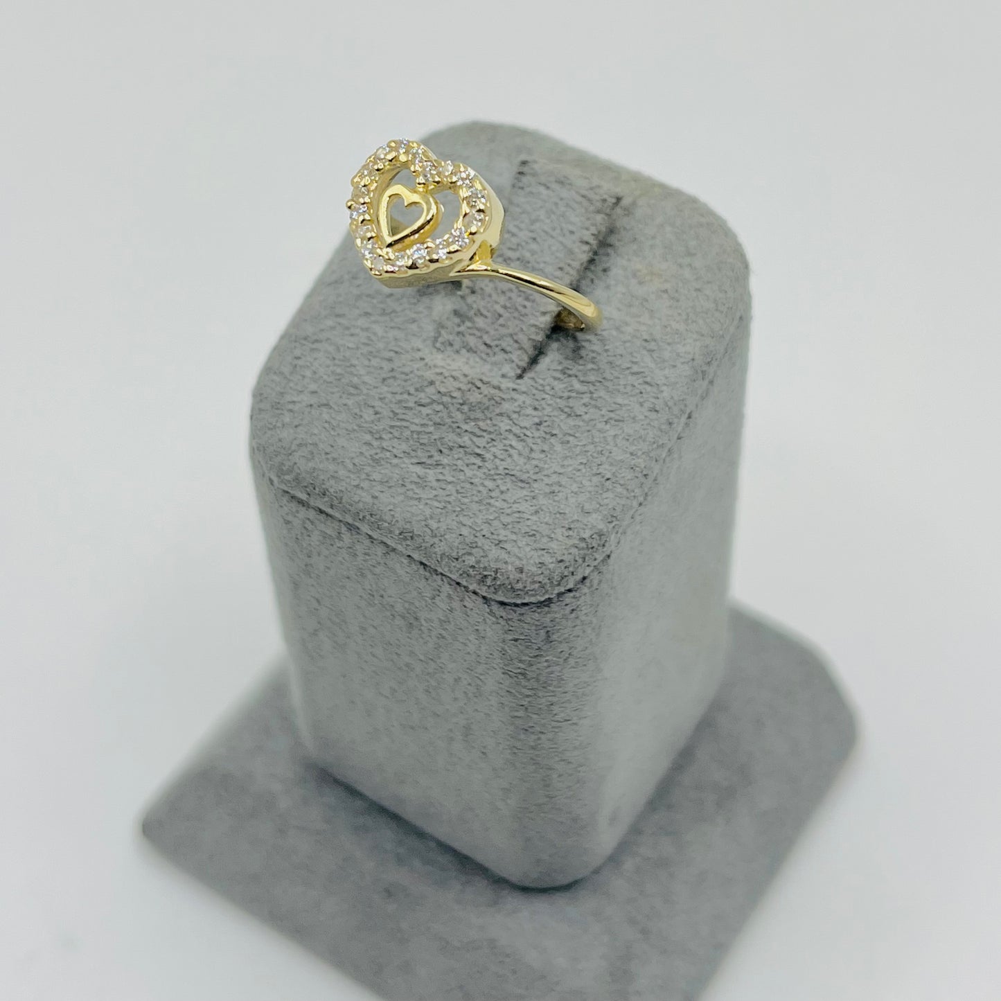 10k Gold Mini Heart Cz Ring
