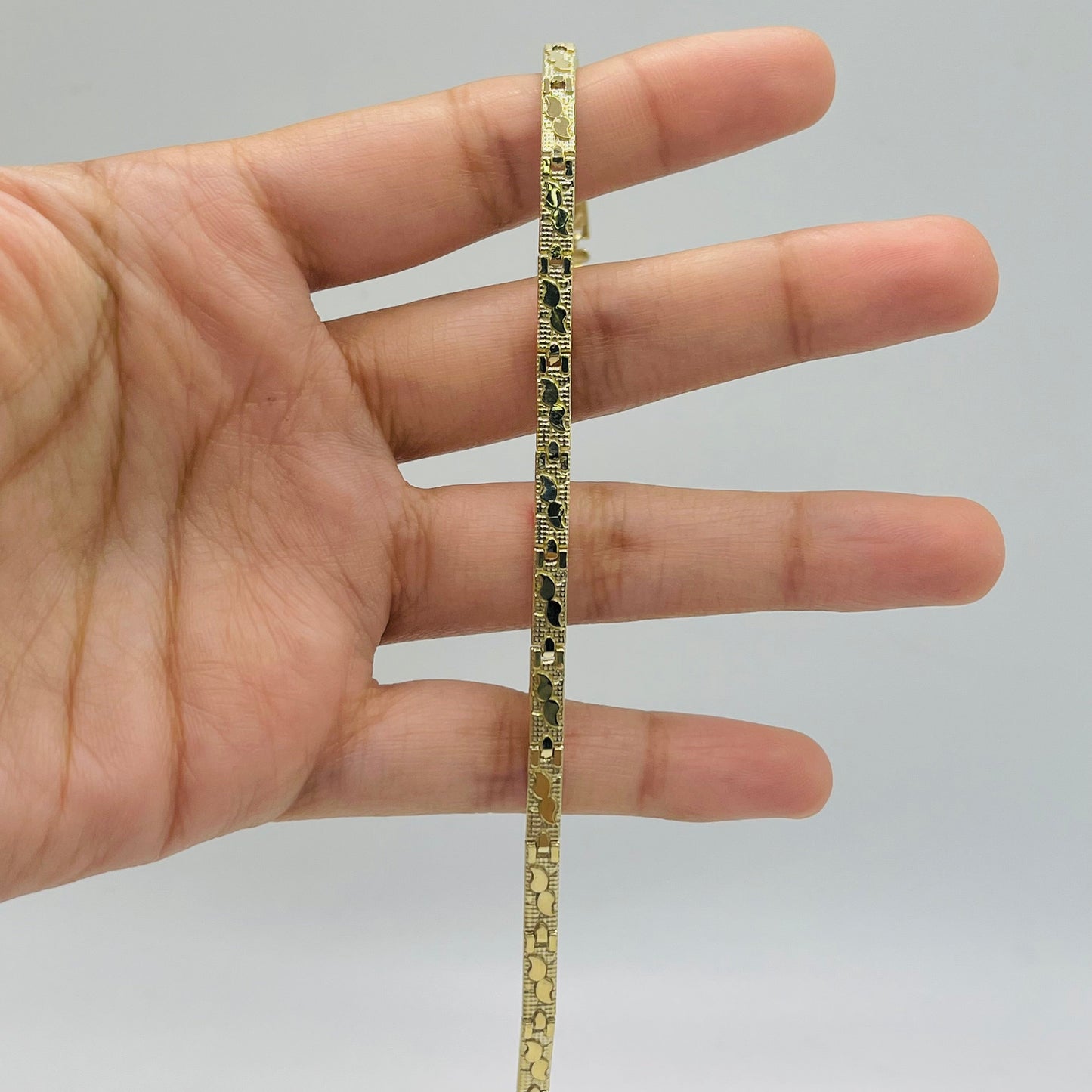 10K Gold Solid Nugget Bracelet | Width: 3.7mm