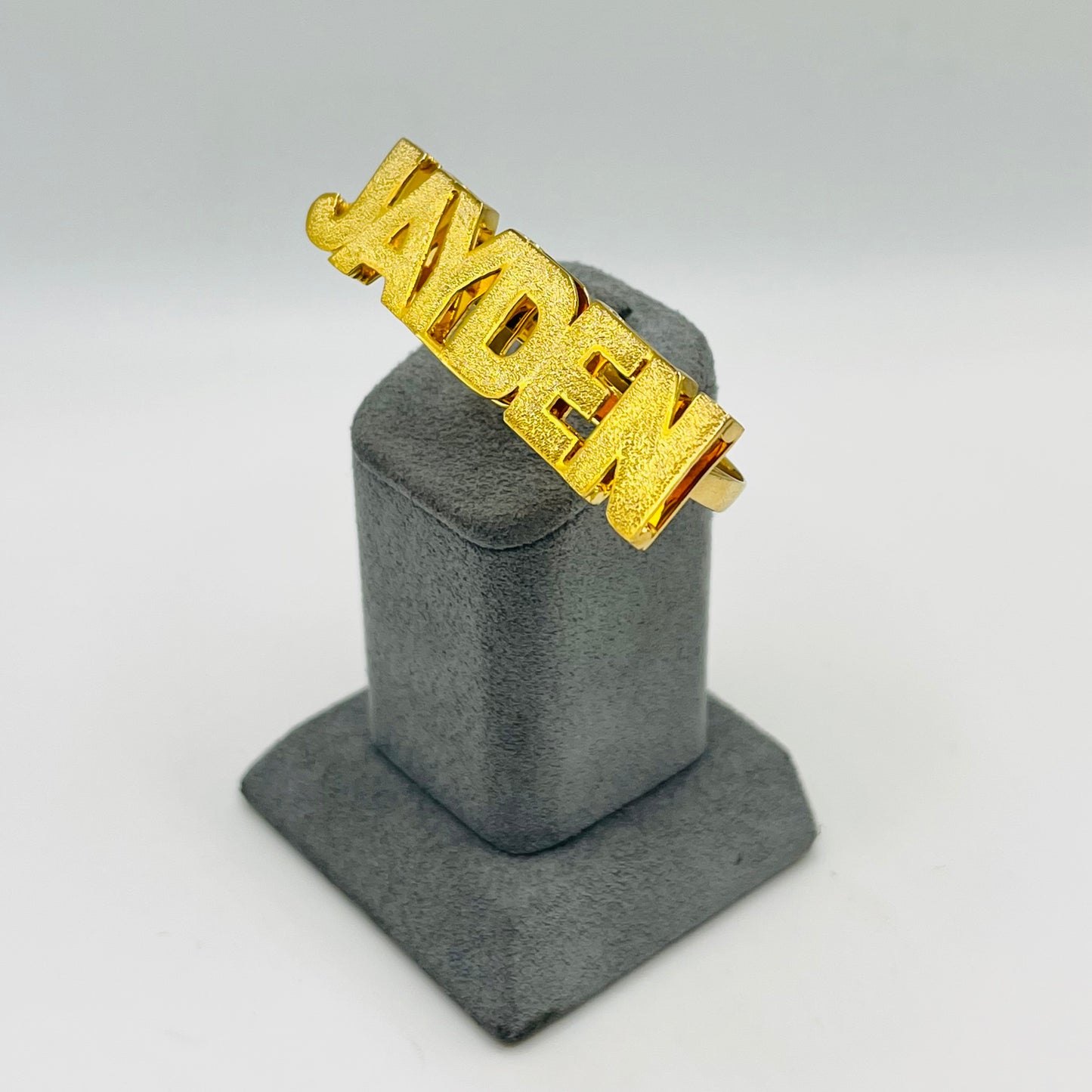 Custom 14K Gold Name Two Finger Ring