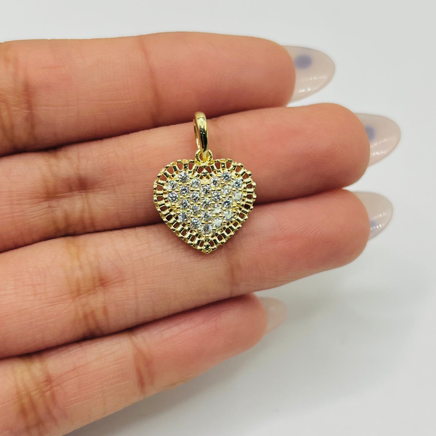 10K Gold Flat White Heart RX Charm (S)