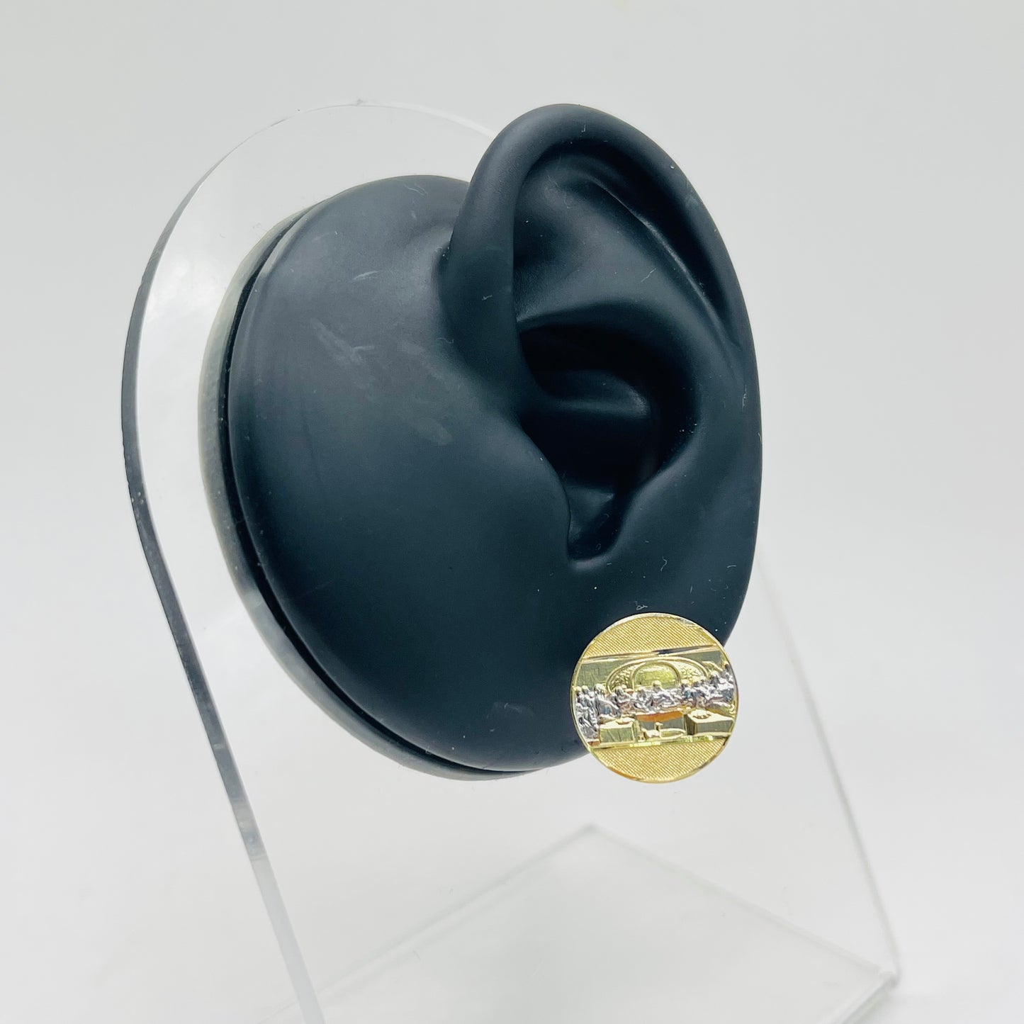 10k Gold The Last Supper Disc Earrings (L)