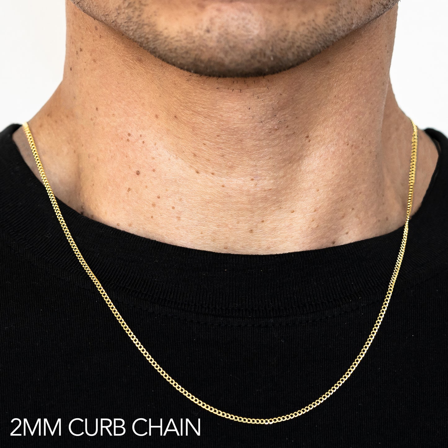 14K GOLD 2MM HOLLOW CUBAN CHAIN
