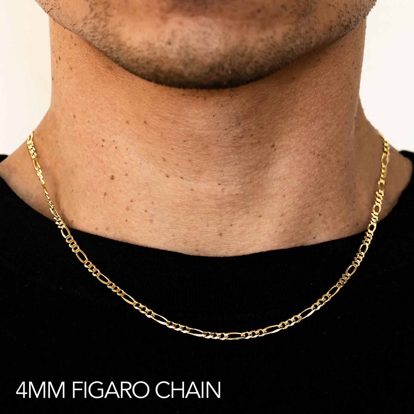 14K GOLD 4MM HOLLOW FIGARO CHAIN