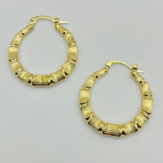 14 Karat Gold 1.25" Bamboo Hoop earrings