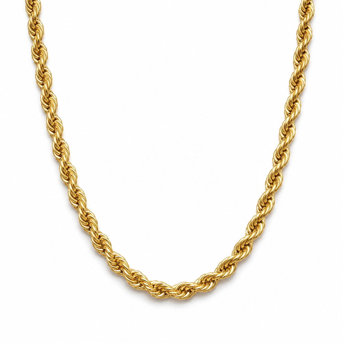 14K GOLD SOLID 5MM DC ROPE CHAIN