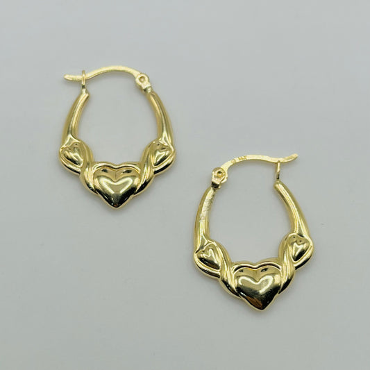 14 karat Gold Devine Heart Hoops Earrings