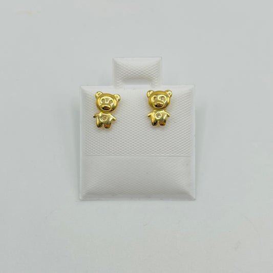 10k Gold Teddy Bear Earrings (Screwback)