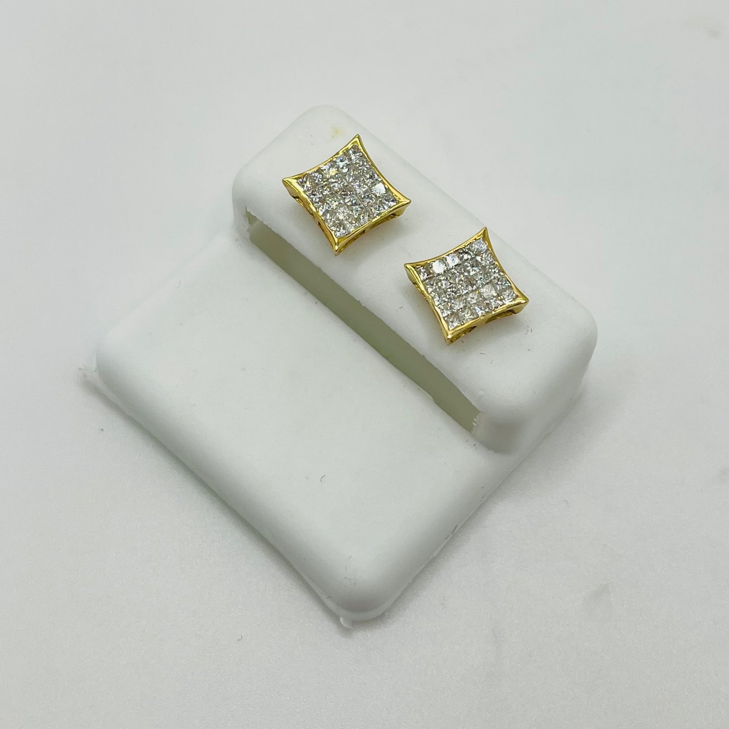 14k Gold Diamond Princess Cut Kite Earrings