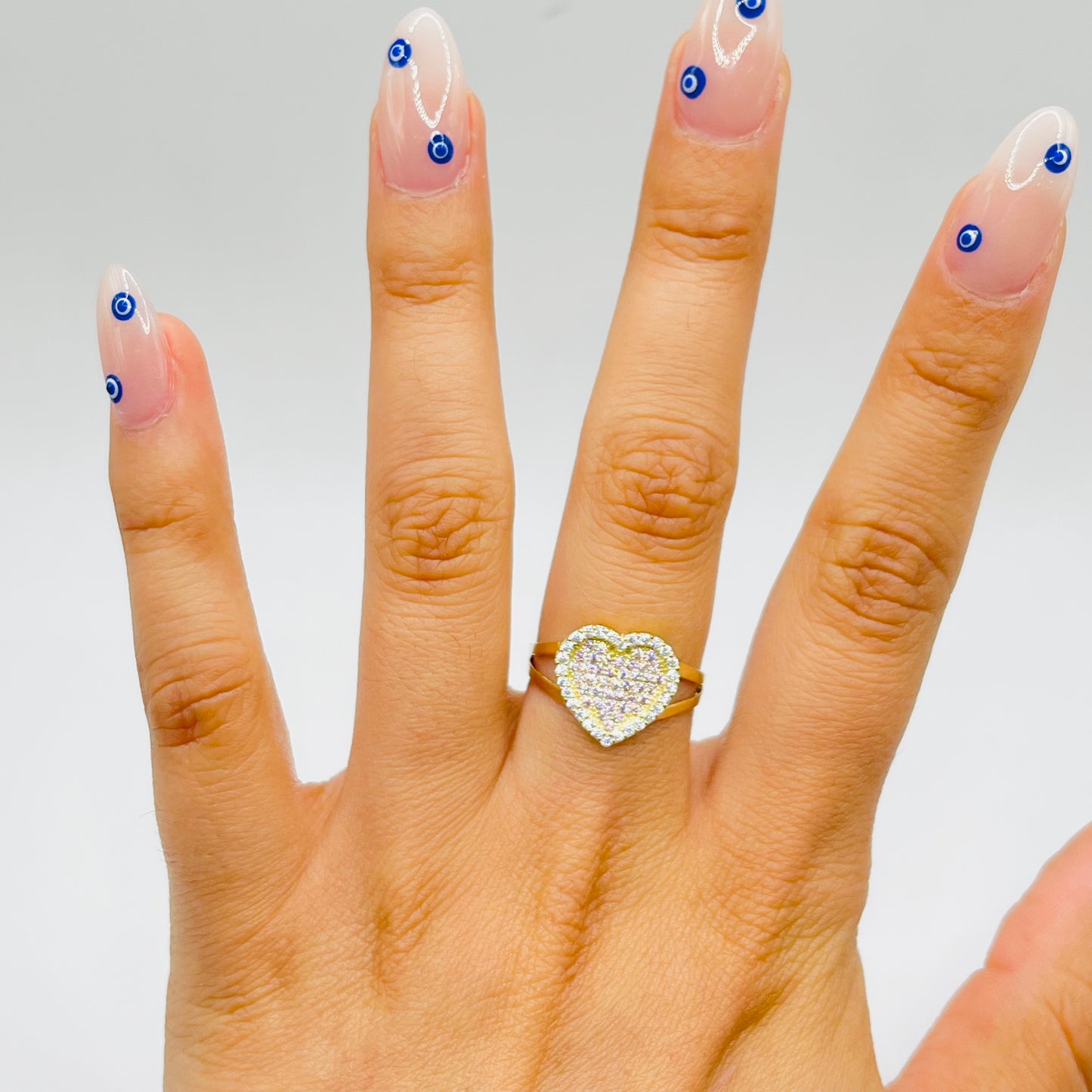 10k Gold Flat Cz Pink Heart Ring (S)