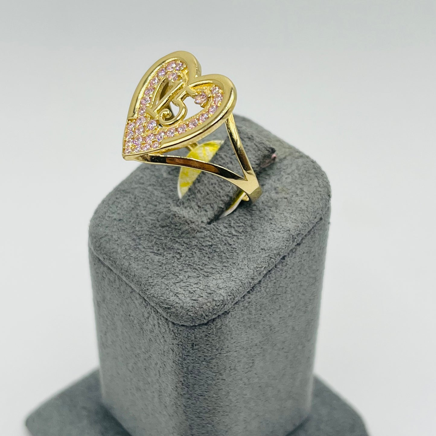 14k Hermosa Pink Cz Heart Quince Ring