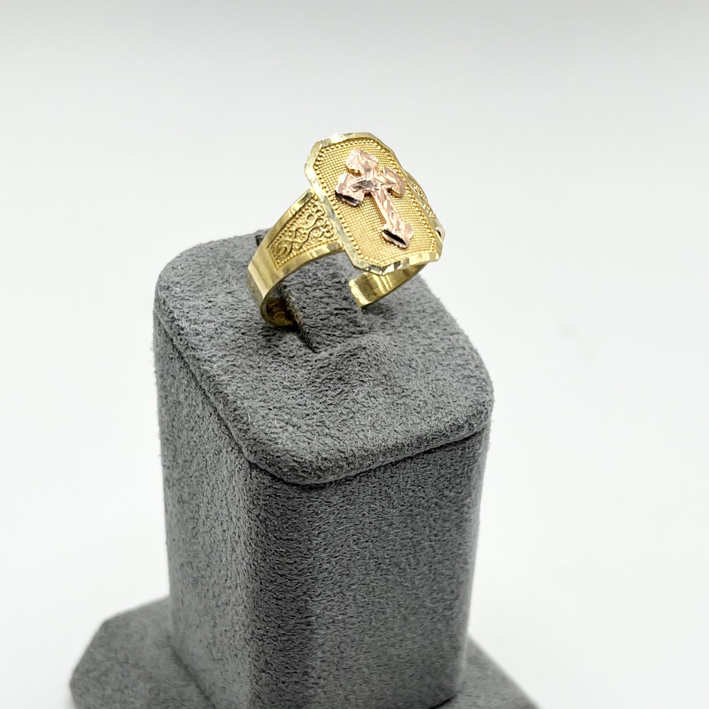 10K Rose Gold Cross Ring