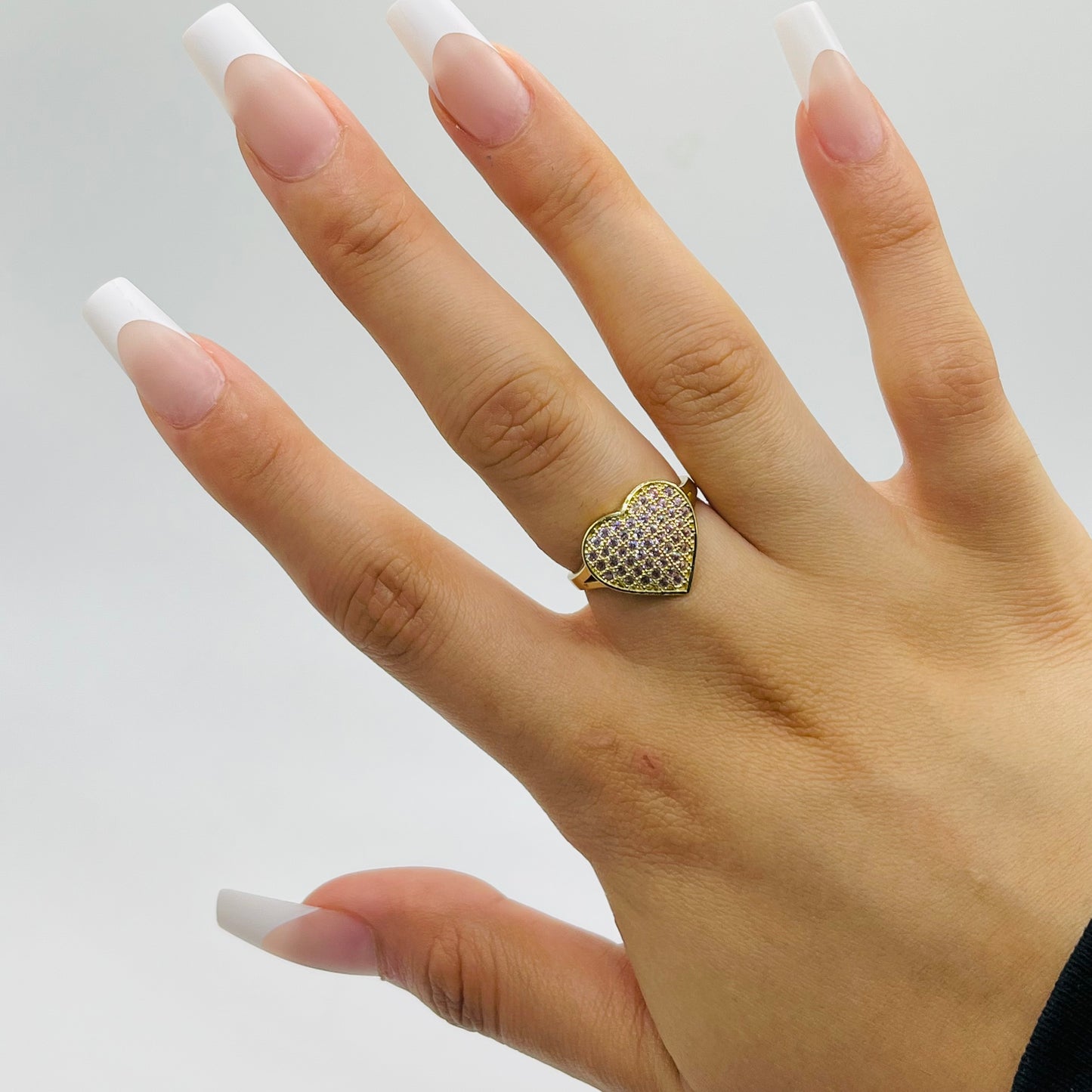 10K Gold Domed Pink Heart Ring (small)