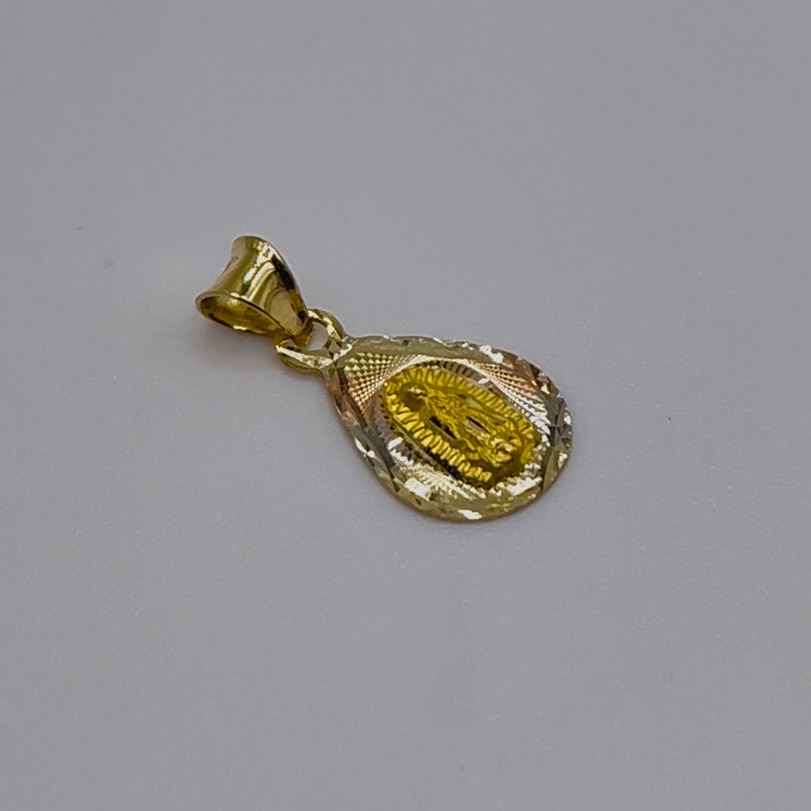14k Gold Tri- Color Virgin Mary Dainty Charm