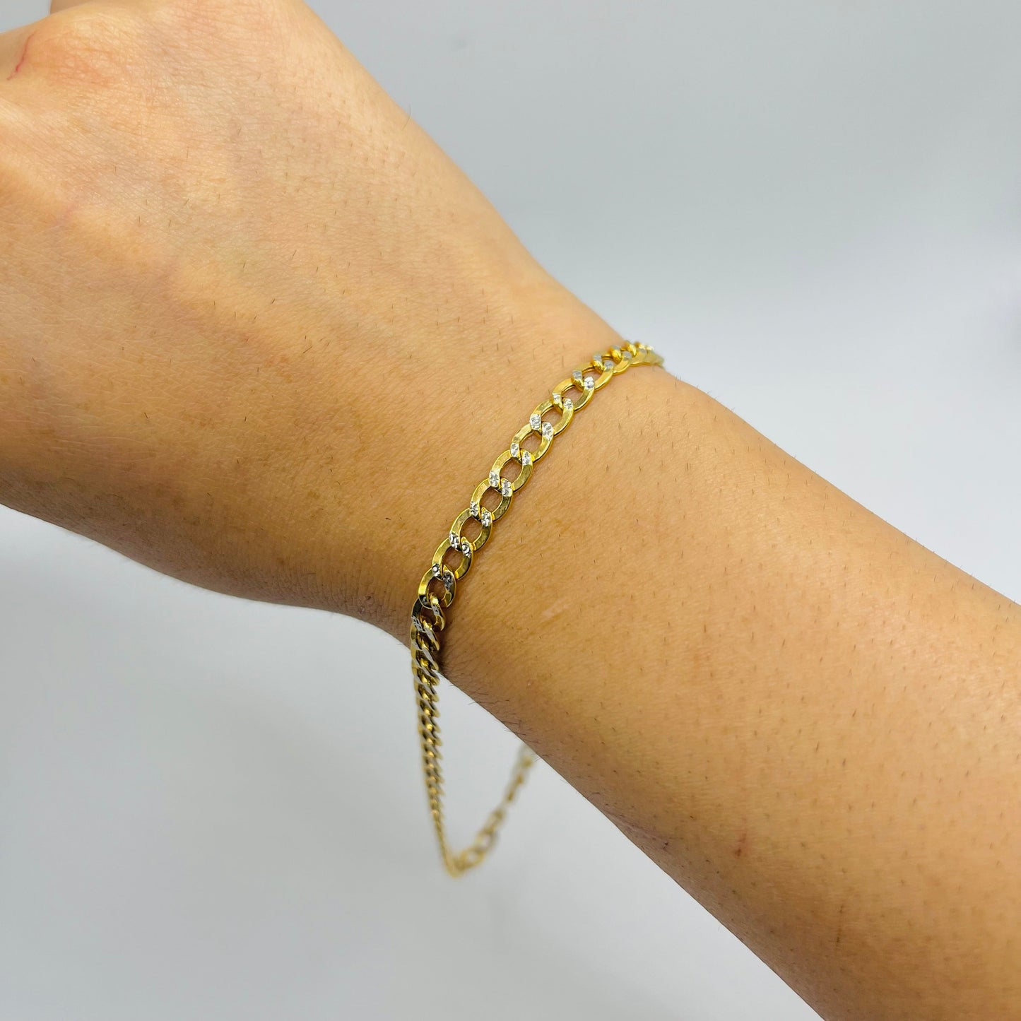 10K Gold Diamond Cut Cuban Bracelet | Width: 4.5mm