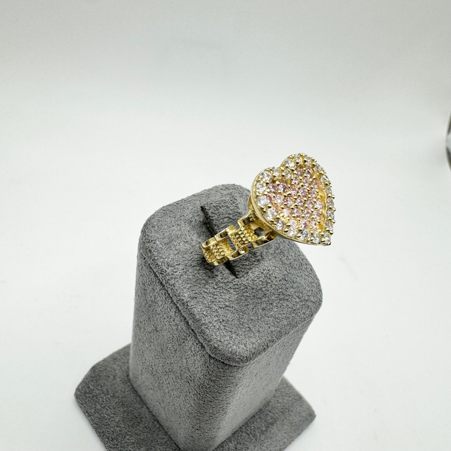 10K Gold RX Pink Heart Ring (Large)