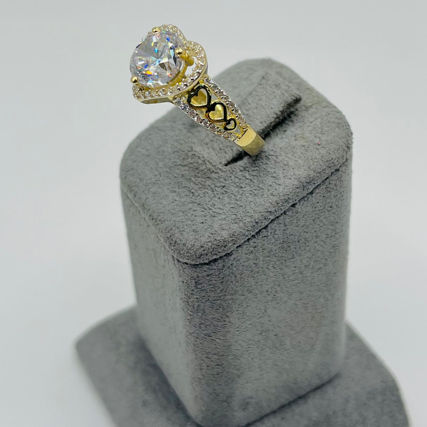 10k Gold Romantic Cz Heart Ring