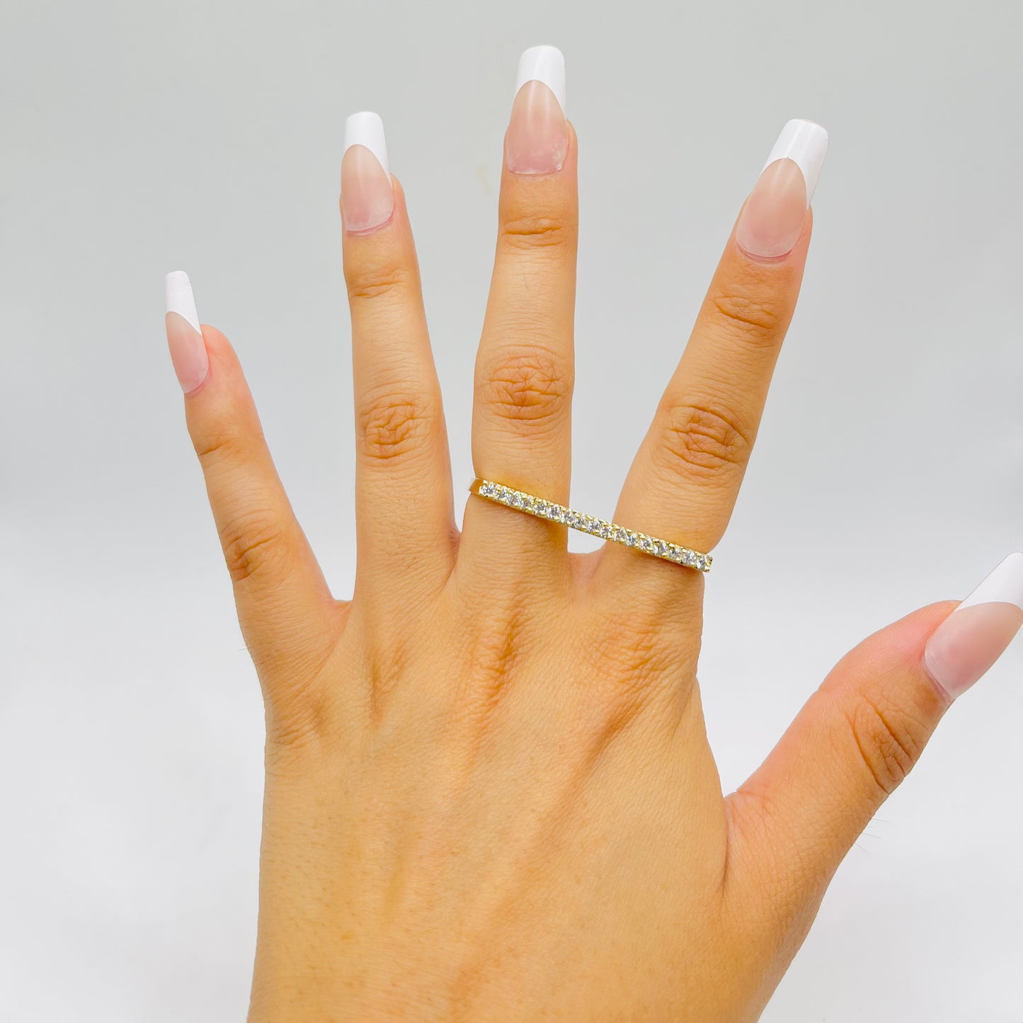 10k Gold 3mm Cz Two-Finger Ring