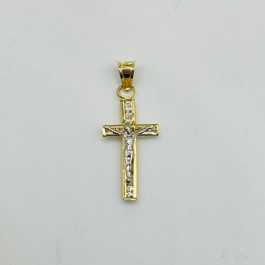 14K Gold Small Classic Jesus Cross with CZ