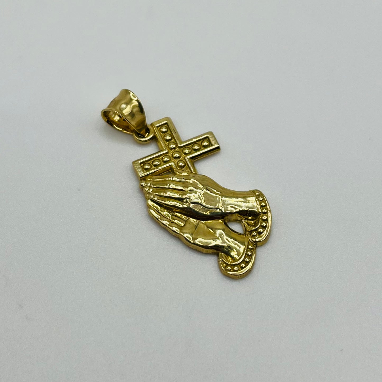 10k Gold Praying Hands with Cross Charm