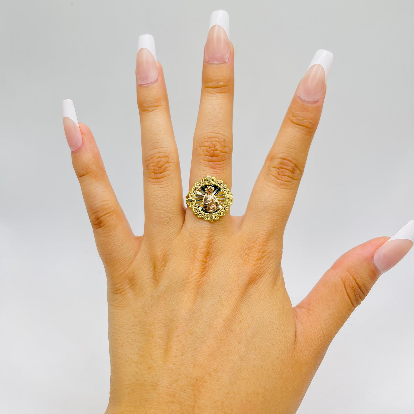 10K Gold Virgin Mary Ring of Protection